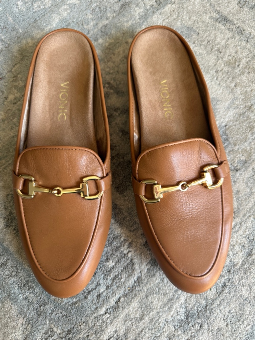 Vionic Brown/Tan Adeline Leather Slip-On Mules Size 9